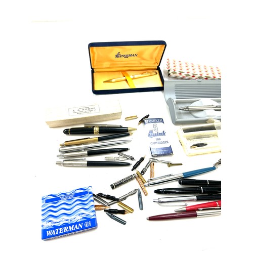 638 - Large selection of assorted pens, pencils etc, to include Parker, Swan, Watermans etc