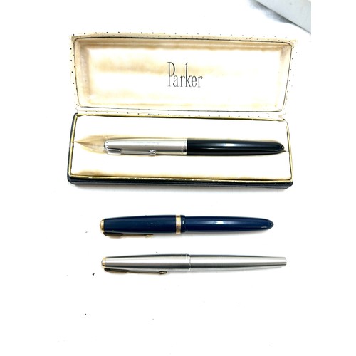 632 - Boxed Parker 51, 14ct gold nib fountain pen, 1 other parker pen