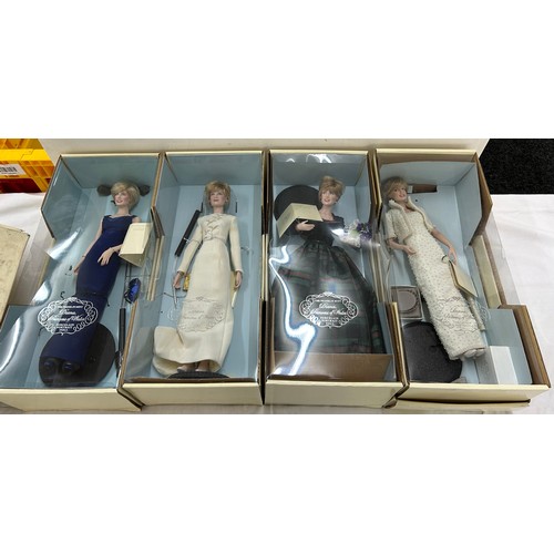 282 - Selection of 4 boxed Franklin mint Diana collectors dolls to include original packaging