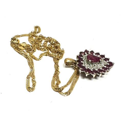 45 - 9ct Gold Ruby & Diamond Set Pendant Necklace (3.3g)