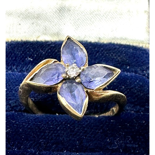 53 - 9ct Gold Tanzanite & Diamond Dress Ring (3.5g)