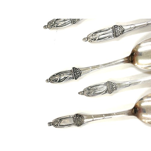 1 - Set of 6 Sterling Silver commemorative tea spoon, Cooper Brothers & Sons Ltd 1936, Sheffield, includ... 