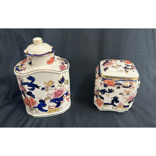 76 - Selection of Masons blue Mandalay tea caddy