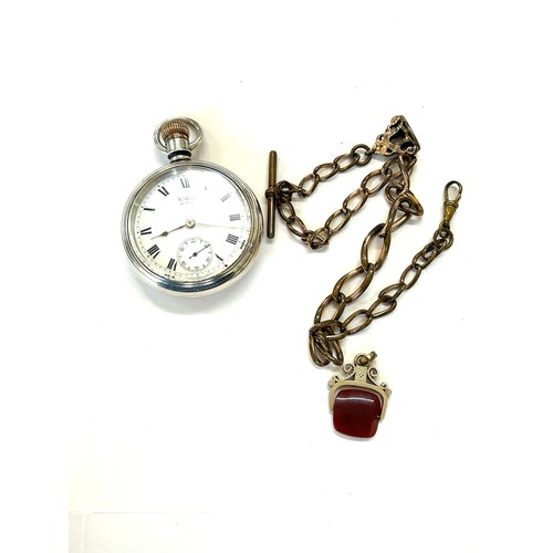 Antique watch chain and fob together with Silver Waltham pocket watch
