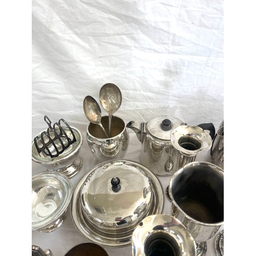 121 - Large collection of silver plate and metal ware, cutlery etc