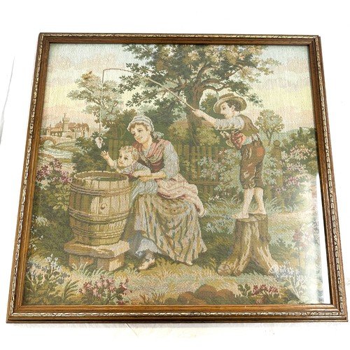 51 - Antique framed tappestry measures approximately 22 inches wide by 20.5 inches tall