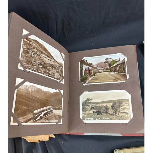 33 - Vintage photo albums with old photographs and a vintage cigarette card album