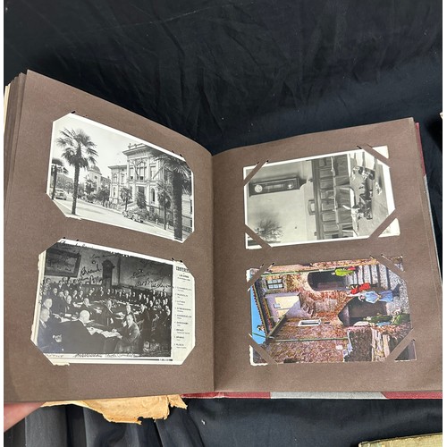 33 - Vintage photo albums with old photographs and a vintage cigarette card album