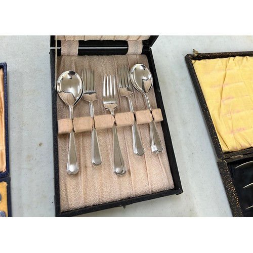 62 - Selection EPNS cutlery sets, together with a silver  cased teaspoon