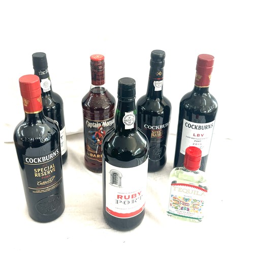 574 - Selection of sealed alcohol to include Captain Morgains, Port, Tequilia etc