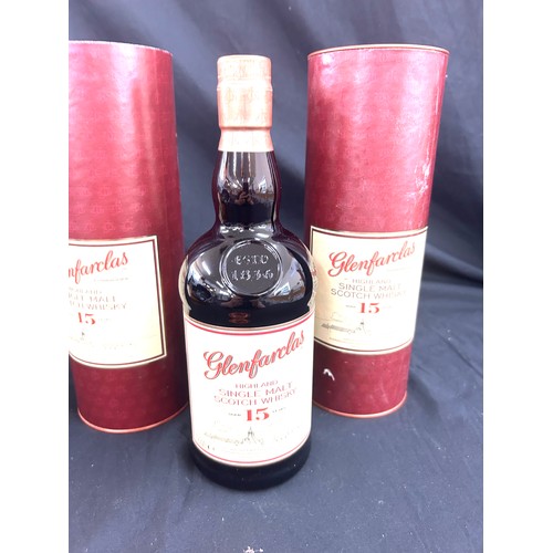 546 - 2 new and sealed bottles of Glenfarclas single malt scotch whisky aged 15 year, 46% 70cl