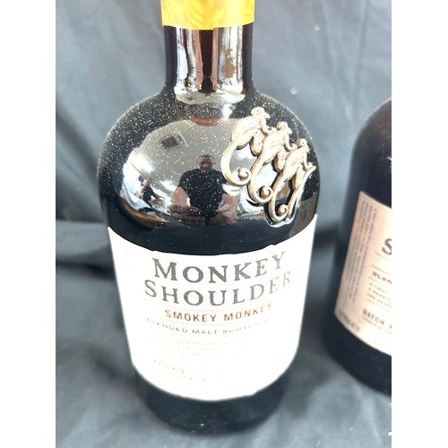 562 - 3 bottles of Monkey shoulder smokey monkey triple malt whisky