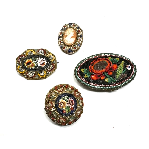 496 - Four Vintage Italian Micro Mosaic Brooches (45g)