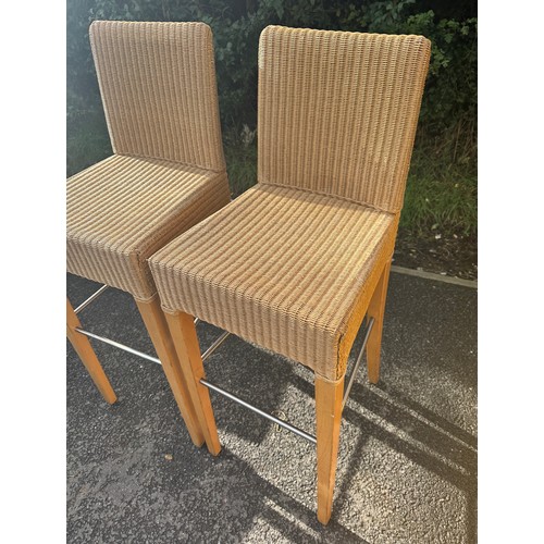 295 - Pair of tall wicker bar stools by Classic Furniture overall height 44.5 inches