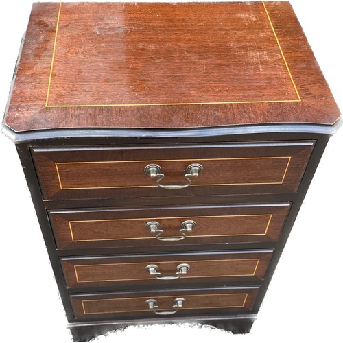 298 - Four drawer mahogany inlaid chest measures approx 29 inches tall by 18 inches wide and 13 inches dee... 