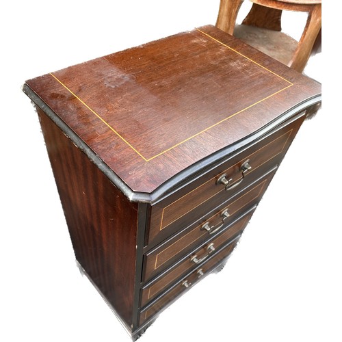 298 - Four drawer mahogany inlaid chest measures approx 29 inches tall by 18 inches wide and 13 inches dee... 