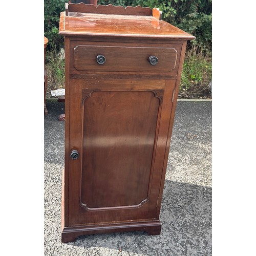 388 - 1 door 1 drawer mahogany music cabinet with gallery back Measures approximately 38 inches tall 18 in... 