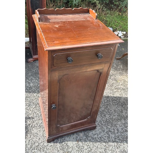 388 - 1 door 1 drawer mahogany music cabinet with gallery back Measures approximately 38 inches tall 18 in... 