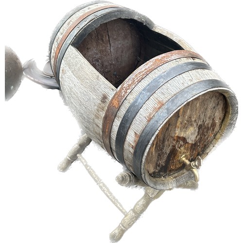 293 - Vintage wine barrel on stand, missing lid,