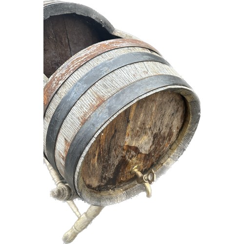 293 - Vintage wine barrel on stand, missing lid,