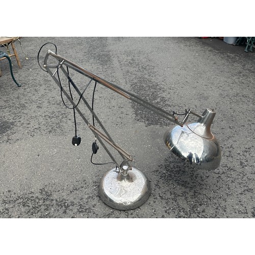 353 - Large chrome anglepoise floor lamp shade measures approximately 15 inches diameter height 70 inches