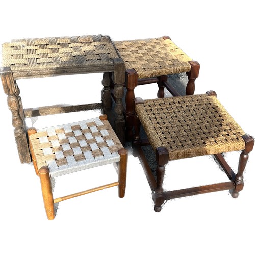 329 - 4 wicker topped foot stools