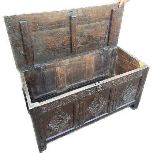 316 - Oak carved blanket box measures approximately 24 inches tall 52 inches wide 20 inches depth