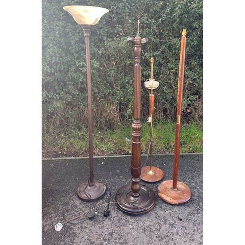 302 - Selection of 4 vintage standard lamps, untested