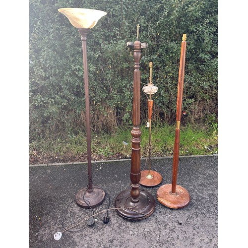 302 - Selection of 4 vintage standard lamps, untested