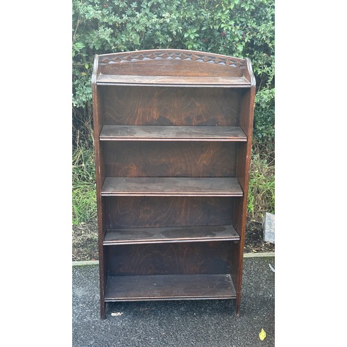 368 - Oak five shelf bookcase and a mahogany book case largest  measures approx 44 inches tall by 24 width... 