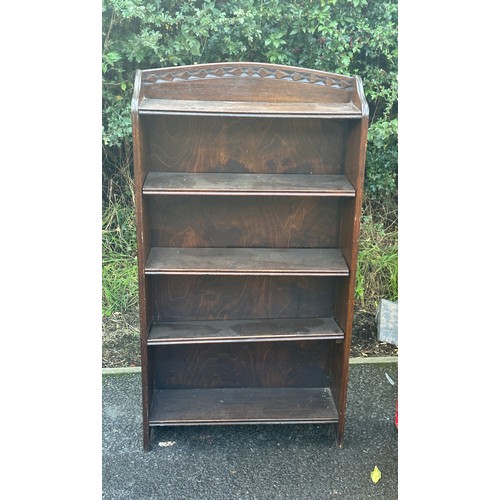 368 - Oak five shelf bookcase and a mahogany book case largest  measures approx 44 inches tall by 24 width... 