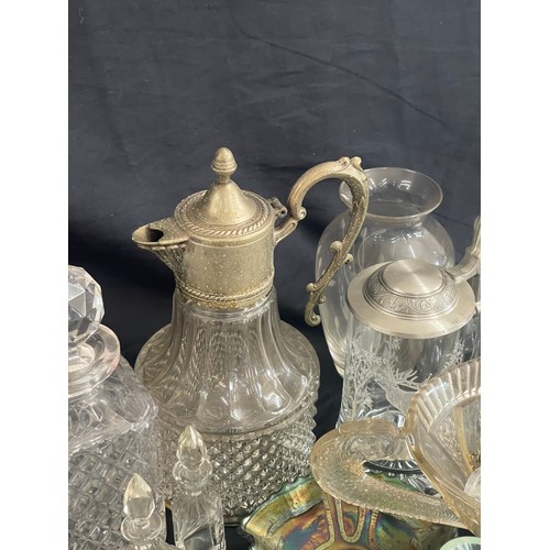 272 - Large selection of vintage and later glassware includes silver topped decanter etc