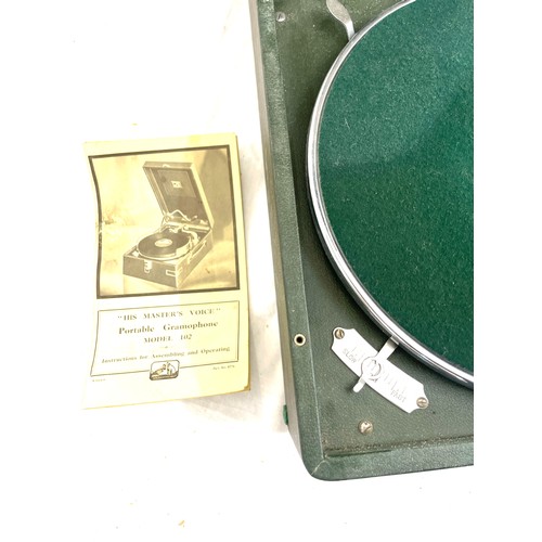 223 - Vintage cased his masters voice wind up portable gramophone, untested