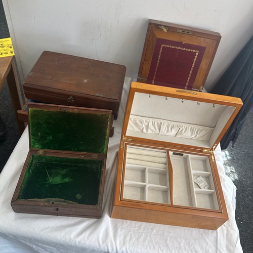 193 - Selection of vintage jewellery boxes and a mahogany writing box