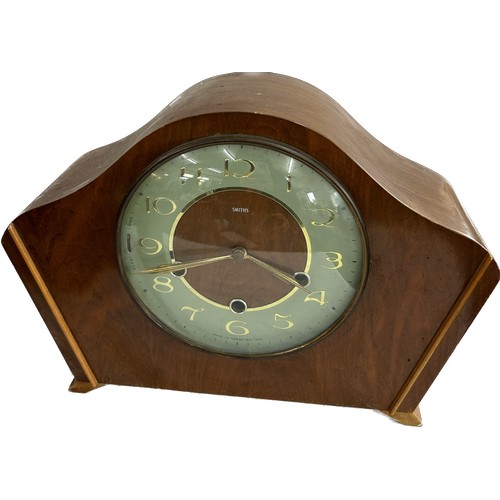 83 - Selection 3 vintage wooden mantel clocks to include a balloon clock, 2 Smiths clocks, all untested