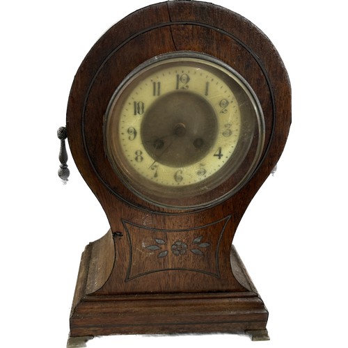 83 - Selection 3 vintage wooden mantel clocks to include a balloon clock, 2 Smiths clocks, all untested