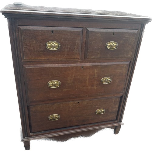 304 - Edwardian 2 over 2 chest of drawers with original brass handles measures approx 42 inches tall by 36... 