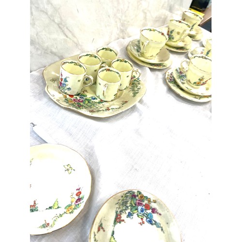 178 - Crown staffordshire floral holyhock pattern part tea service includes 12 cups, 12 saucers, 12 plates... 