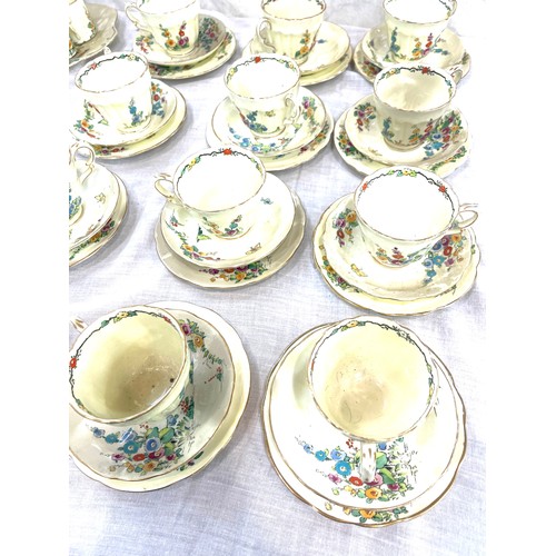 178 - Crown staffordshire floral holyhock pattern part tea service includes 12 cups, 12 saucers, 12 plates... 