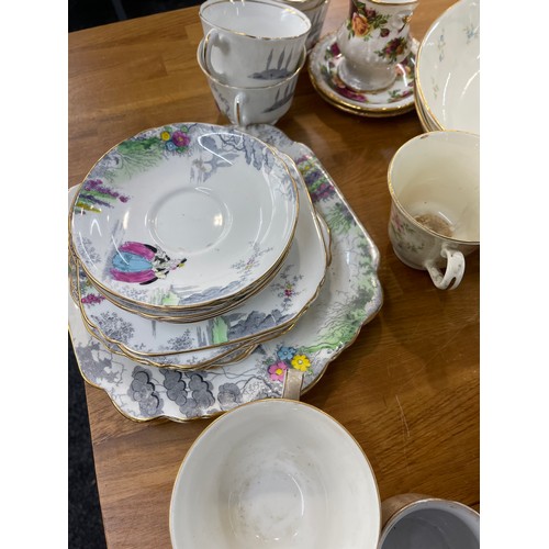 277 - Selection of part tea services to include makers Royal Doulton Camelot, Royal Albery, Wellington chi... 