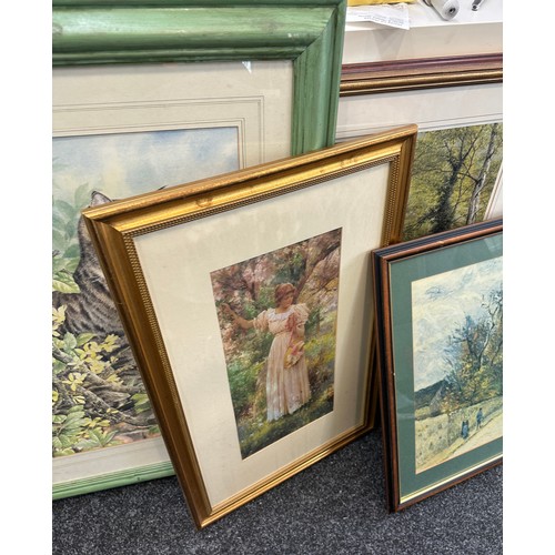 212 - Large selection of assorted framed pictures and prints largest measures approximately