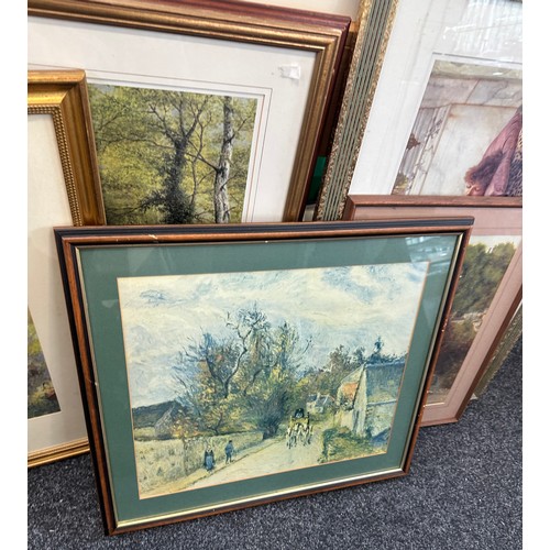 212 - Large selection of assorted framed pictures and prints largest measures approximately