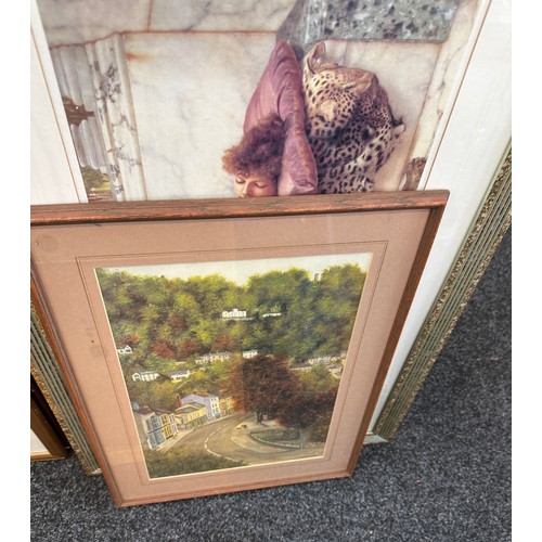 212 - Large selection of assorted framed pictures and prints largest measures approximately