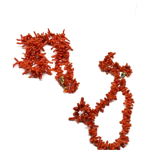 494 - Two Coral Branch Necklaces (59g)