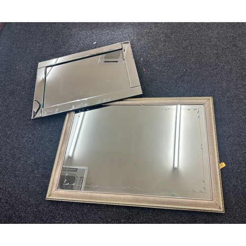 281 - 2 Large framed mirrors largest measures approximately 46 inches by 32 inches tall