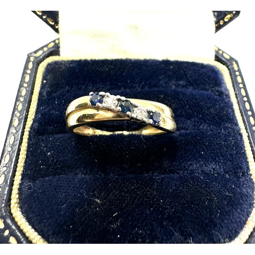 100 - 9ct Gold Diamond & Sapphire Five Stone Ring (1.7g)