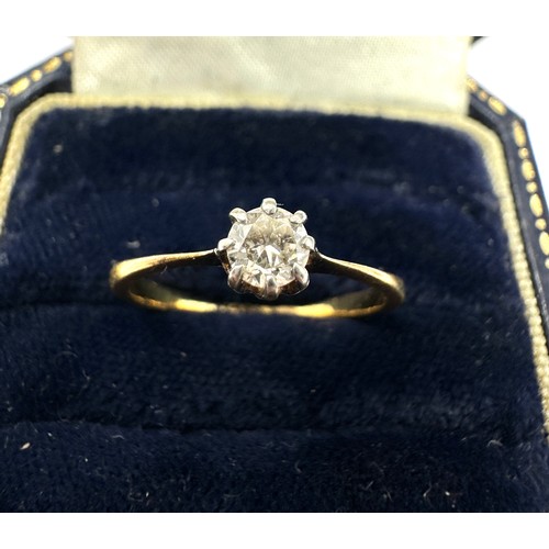 112 - 18ct Gold Round Brilliant Cut Diamond Single Stone Ring (1.8g)