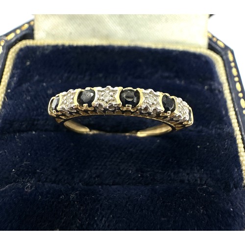 65 - 9ct Gold Diamond & Sapphire Nine Stone Ring (1.4g)