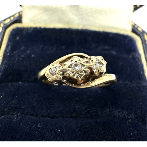 67 - 9ct Gold Diamond Three Stone Ring (1.8g)