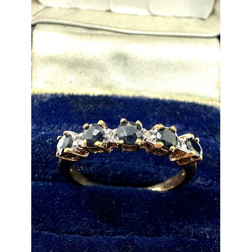 72 - 9ct Gold Vintage Sapphire And Diamond Set Jalf Hoop Eternity Ring (1.5g)